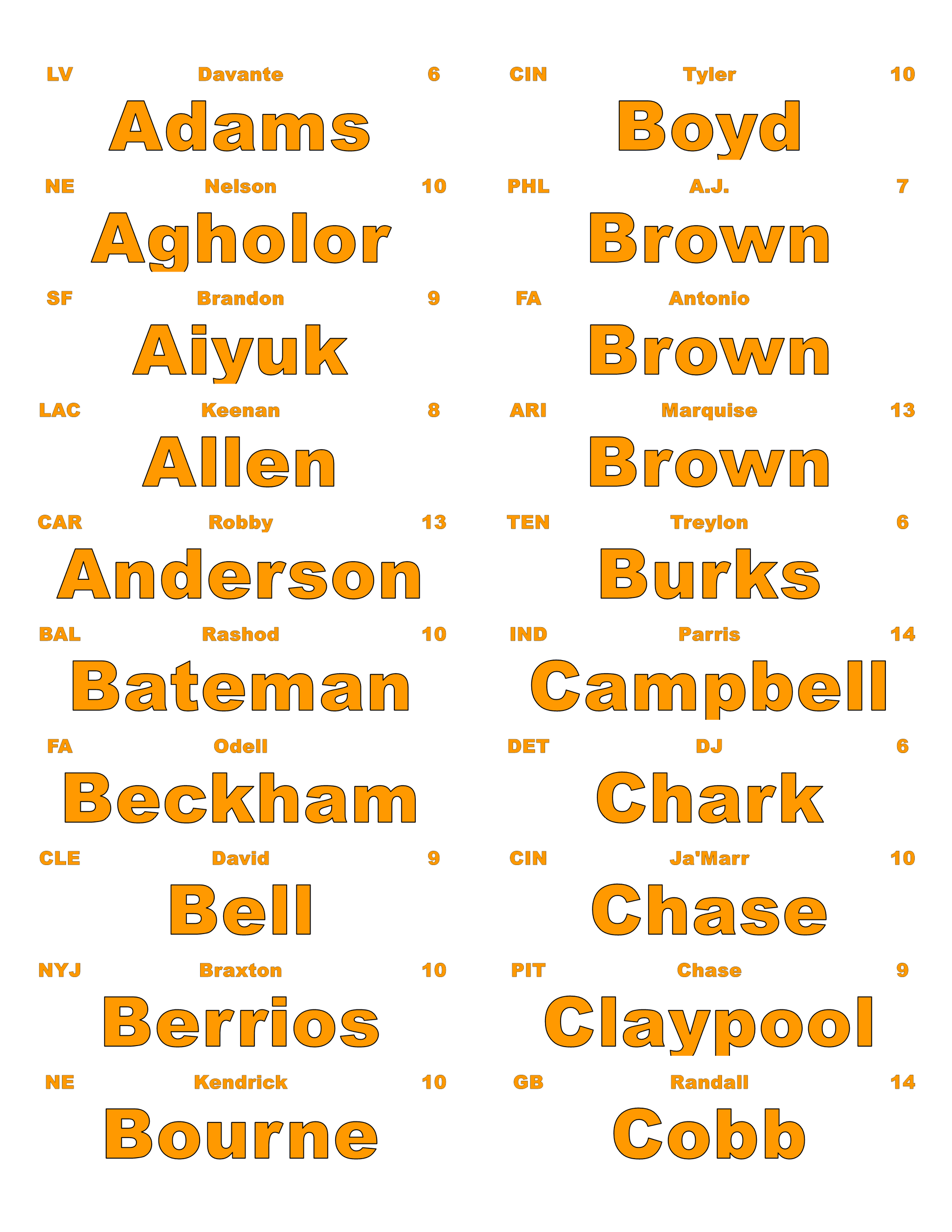 Downloadable 2023 Fantasy Football Large Photo Labels BR